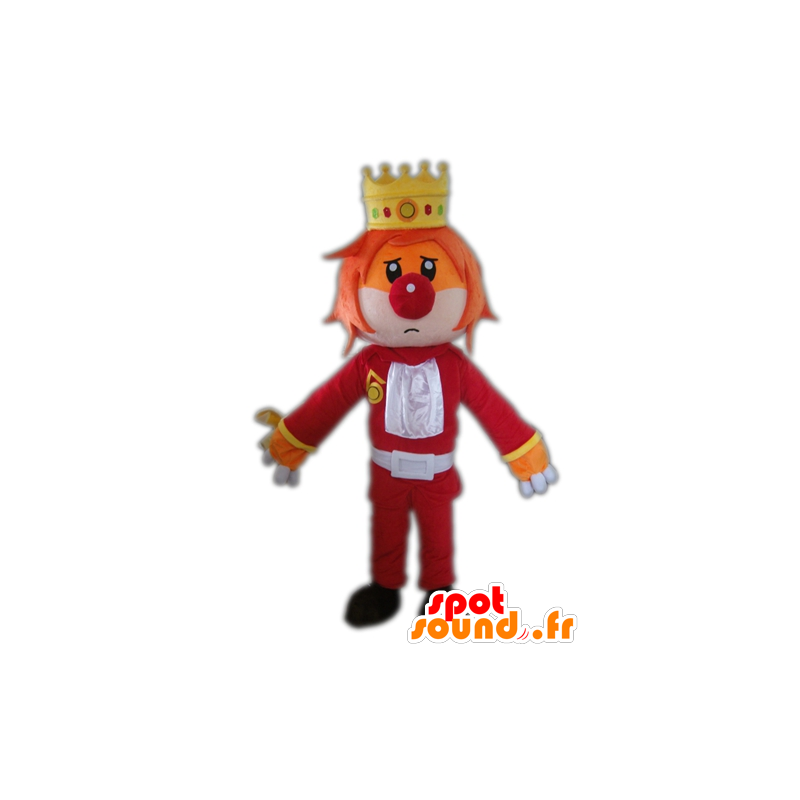 King maskot, med en krona och en clown näsa - Spotsound maskot