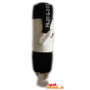 Mascotte de stylo bille noir et blanc, géant - MASFR24298 - Mascottes Crayon