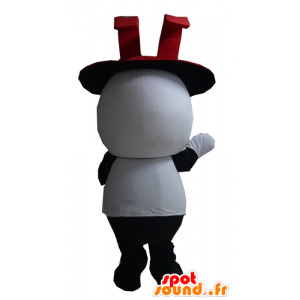 Blanco y negro mascota del conejo, con un sombrero de copa - MASFR24299 - Mascota de conejo