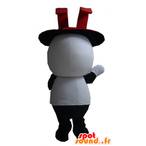 Sort og hvid kanin maskot med top hat - Spotsound maskot kostume