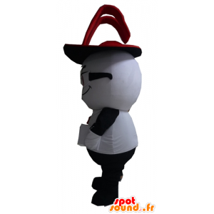 Zwart en wit konijntje mascotte, met een hoge hoed - MASFR24299 - Mascot konijnen