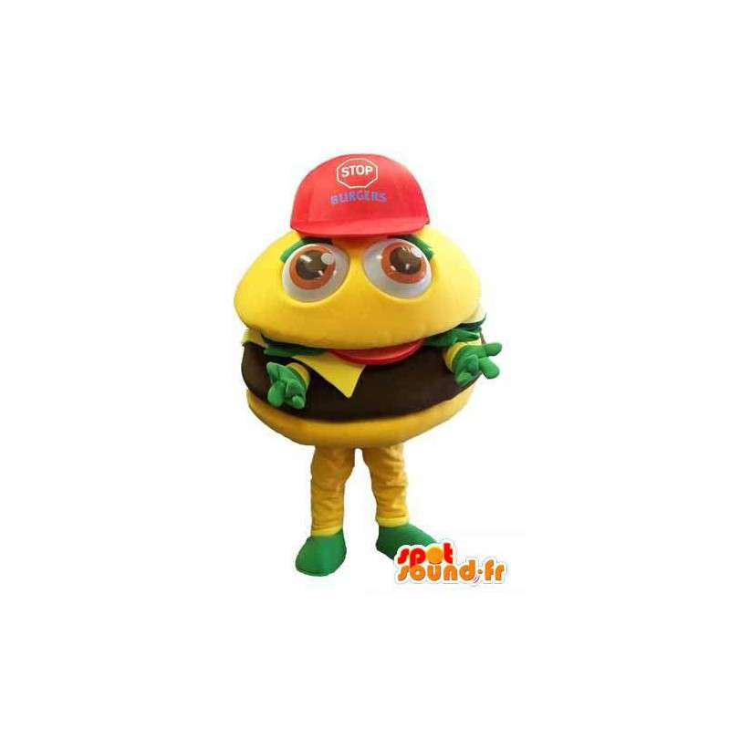 Giant hamburger mascotte, grappig - alle soorten en maten - MASFR006656 - Fast Food Mascottes