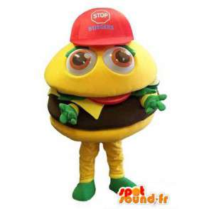 Giant hamburger mascotte, grappig - alle soorten en maten - MASFR006656 - Fast Food Mascottes