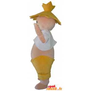 Mascotte de fermier, d'agriculteur, avec un chapeau de paille - MASFR24302 - Mascottes Humaines