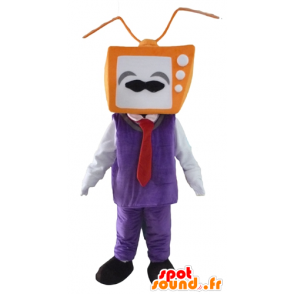 Mascot man, met een hoofd in de vorm TV - MASFR24303 - man Mascottes