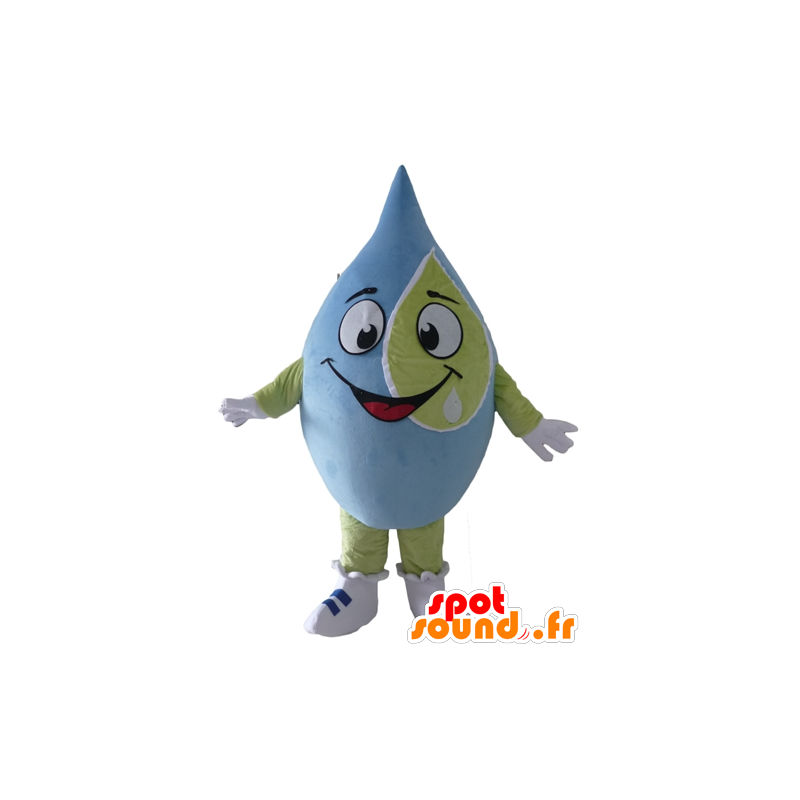 Mascot gota gigante, azul y verde, muy alegre - MASFR24305 - Mascotas sin clasificar