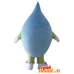 Mascotte de goutte géante, bleue et verte, très souriante - MASFR24305 - Mascottes non-classées