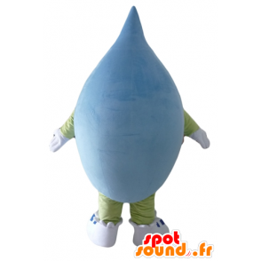 Mascot jättiläinen pudota, sininen ja vihreä, erittäin hymyilevä - MASFR24305 - Mascottes non-classées