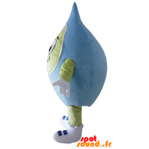Mascot jättiläinen pudota, sininen ja vihreä, erittäin hymyilevä - MASFR24305 - Mascottes non-classées