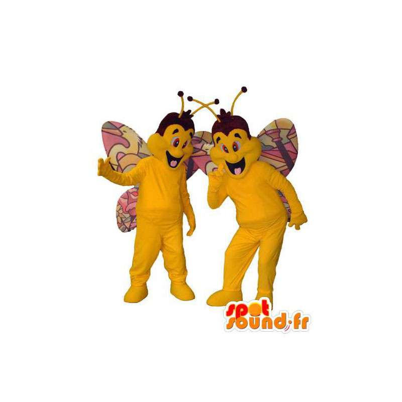 Mascottes de papillons jaunes et colorés. Pack de 2 - MASFR006657 - Mascottes Papillon