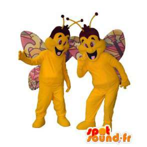 Maskottchen gelben und bunten Schmetterlingen. Packung mit 2 - MASFR006657 - Maskottchen Schmetterling