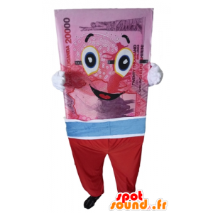 Mascotte gigante biglietto di banca, rosa, blu e rosso - MASFR24306 - Mascotte di oggetti