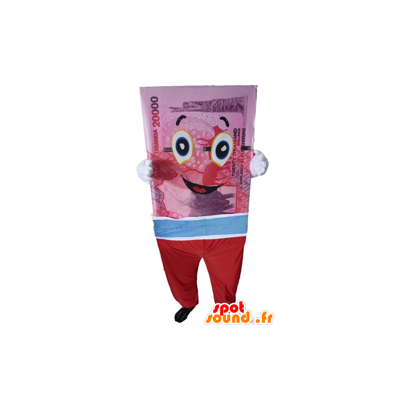 Mascotte ticket giant bank, pink, blue and red - MASFR24306 - Mascots of objects