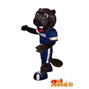 Marrom castor mascote roupa esportiva escuro - MASFR006658 - mascote esportes
