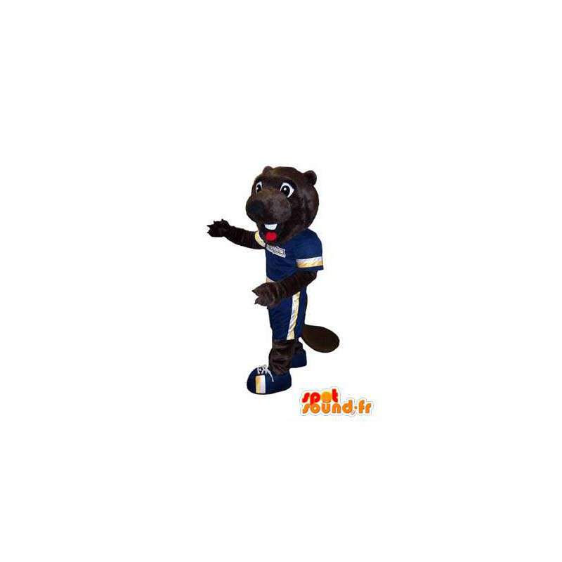 Marrom castor mascote roupa esportiva escuro - MASFR006658 - mascote esportes