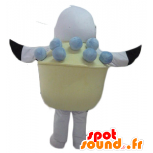 Mascotte d'oiseau blanc et noir, dans un pot de crème glacée - MASFR24309 - Mascotte d'oiseaux