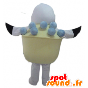 Mascot black and white bird in a tub of ice cream - MASFR24309 - Mascot of birds