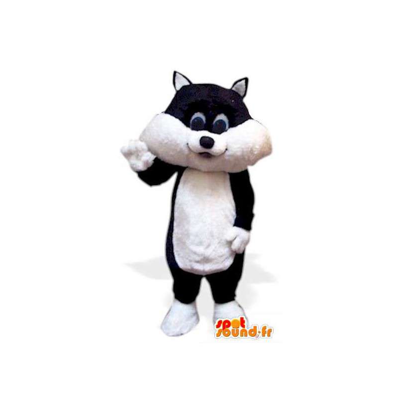 Mascotte de chaton noir et blanc. Costume de chat - MASFR006659 - Mascottes de chat