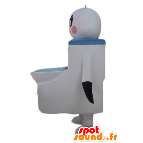 Mascot white and black bird, with giant toilet - MASFR24312 - Mascot of birds