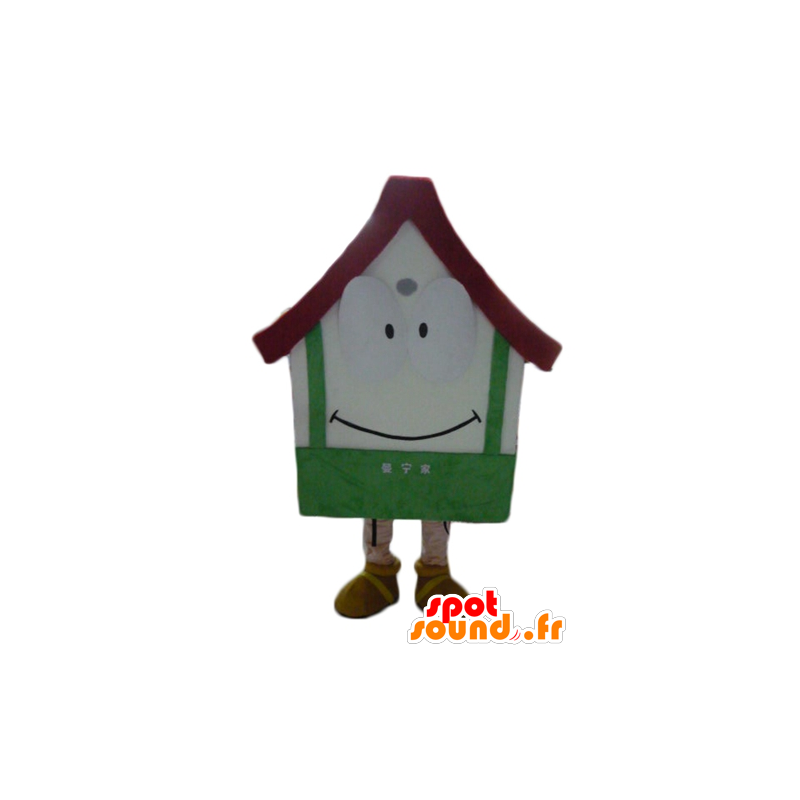 Mascot riesigen Haus, weiß, rot und grün - MASFR24313 - Maskottchen nach Hause