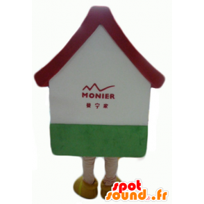 Mascot gigantische huis, wit, rood en groen - MASFR24313 - mascottes Huis