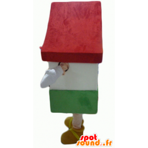 Mascot gigantische huis, wit, rood en groen - MASFR24313 - mascottes Huis