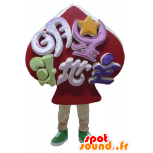 Mascot rode schoppen kaartspel mascotte - MASFR24314 - mascottes objecten