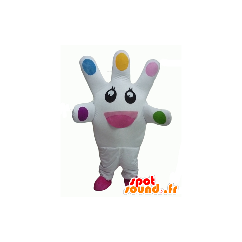 Jättiläinen valkoinen käsi Mascot, erittäin hymyilevä - MASFR24315 - Mascottes non-classées