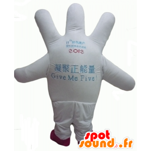 γιγαντιαίο λευκό μασκότ χέρι, πολύ χαμόγελο - MASFR24315 - Μη ταξινομημένες Μασκότ