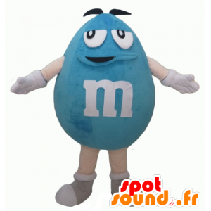 M & M's maskotblå, kæmpe, fyldig og sjov - Spotsound maskot