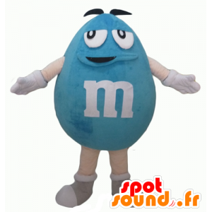 Mascot blauwe M & M's, reus, mollig en grappige - MASFR24317 - Celebrities Mascottes