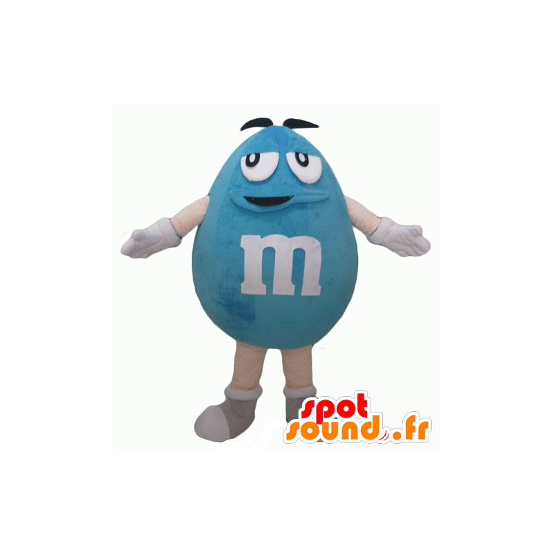 Mascot blauen M & M, riesig, plump und lustige - MASFR24317 - Maskottchen berühmte Persönlichkeiten