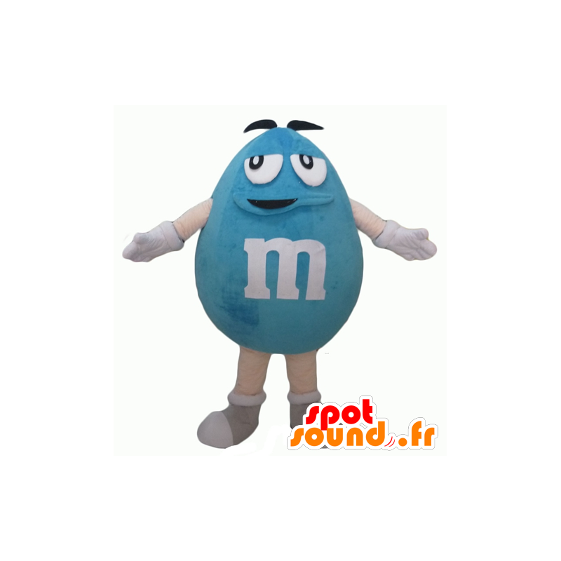 Mascot blauwe M & M's, reus, mollig en grappige - MASFR24317 - Celebrities Mascottes