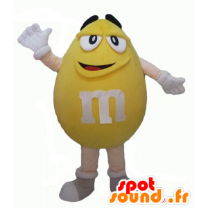 Mascot yellow M & M's, giant, plump and funny - MASFR24318 - Mascots famous characters