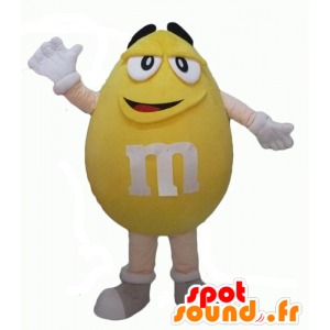 Mascot Yellow M & M's, reus, mollig en grappige - MASFR24318 - Celebrities Mascottes