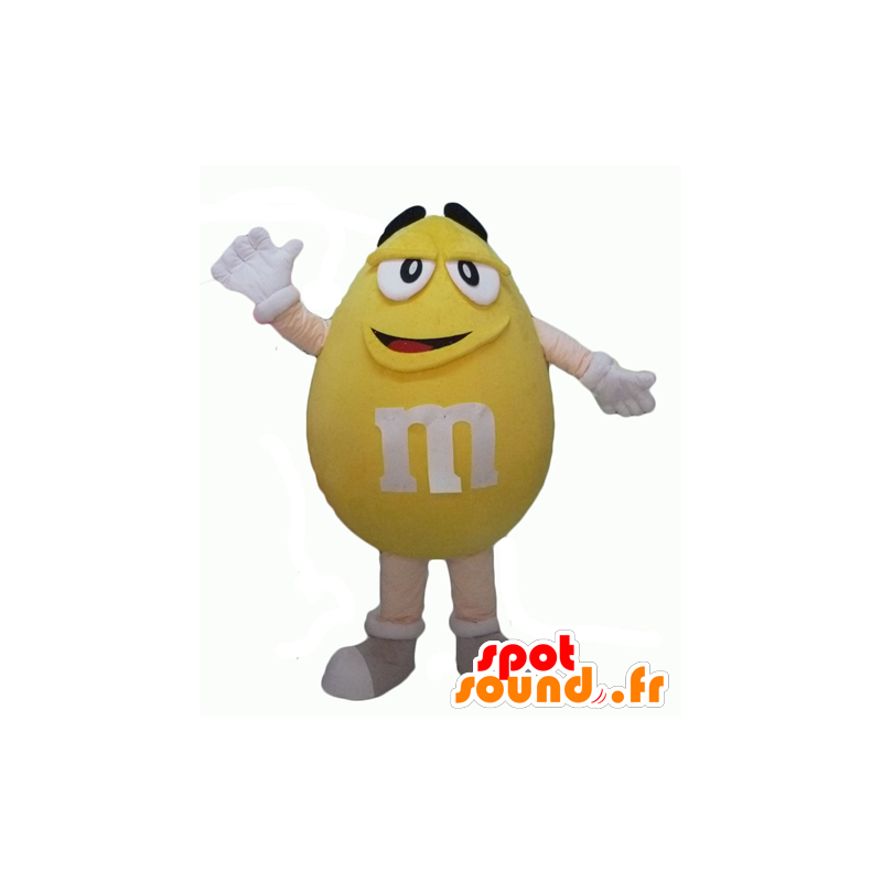 M & M's maskot gul, kæmpe, fyldig og sjov - Spotsound maskot