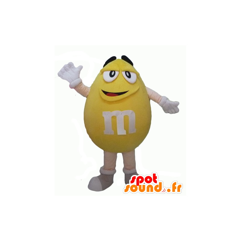 Mascot yellow M & M's, giant, plump and funny - MASFR24318 - Mascots famous characters