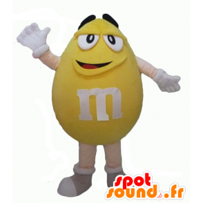 Mascot Yellow M & M: n, jättiläinen, pullea ja hauska - MASFR24318 - julkkikset Maskotteja