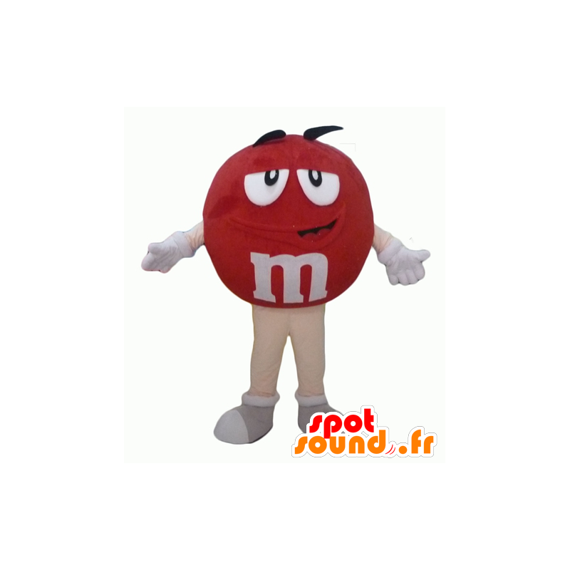 M&M's maskot rød, kæmpe, fyldig og sjov - Spotsound maskot