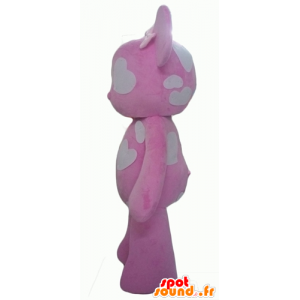 La mascota de color rosa y blanco oso de peluche con el corazón - MASFR24324 - Oso mascota