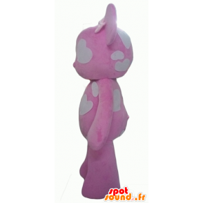 La mascota de color rosa y blanco oso de peluche con el corazón - MASFR24324 - Oso mascota