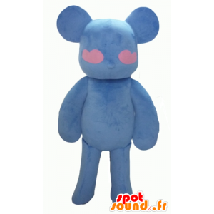 Mascot peluche azul e rosa, com corações - MASFR24325 - mascote do urso