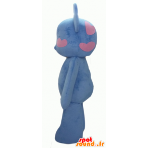 Mascot peluche azul e rosa, com corações - MASFR24325 - mascote do urso