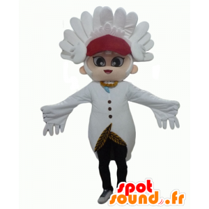 Snowman maskotka z białych piór i grzbiet - MASFR24326 - Niesklasyfikowane Maskotki