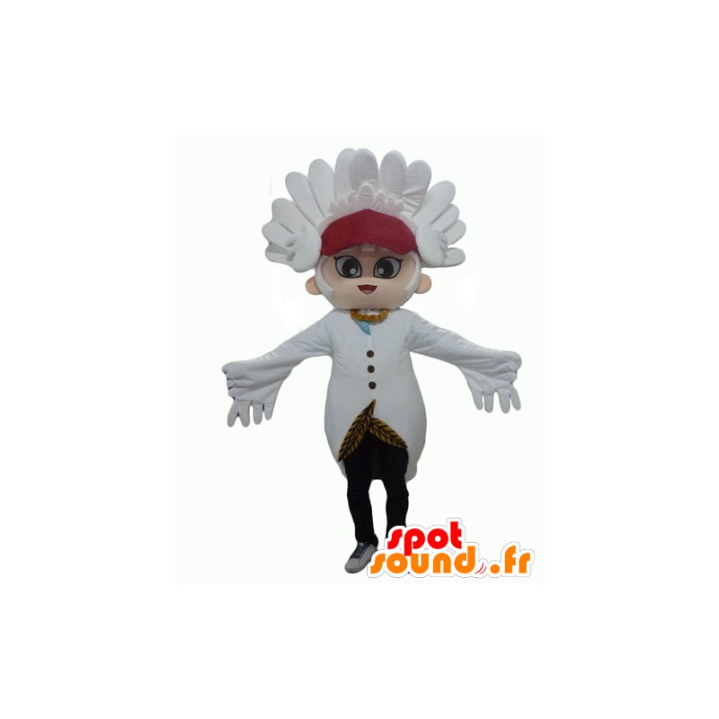 Mascote do boneco de neve com penas brancas e um cume - MASFR24326 - Mascotes não classificados