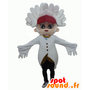 Mascotte de bonhomme avec des plumes blanches et une crête - MASFR24326 - Mascottes non-classées