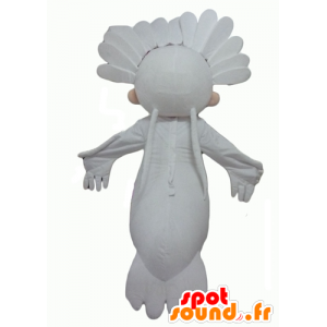 Mascotte de bonhomme avec des plumes blanches et une crête - MASFR24326 - Mascottes non-classées