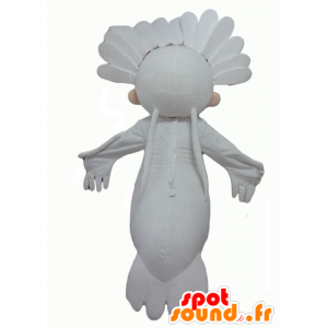 Snowman maskotka z białych piór i grzbiet - MASFR24326 - Niesklasyfikowane Maskotki