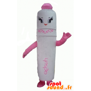 Mascotte de stylo géant, blanc et rose - MASFR24327 - Mascottes Crayon