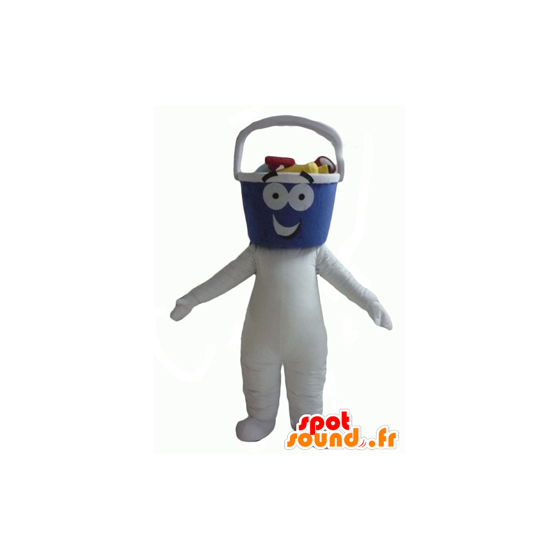 Hvit snømann maskot med en bøtte-formet hodet - MASFR24329 - Ikke-klassifiserte Mascots